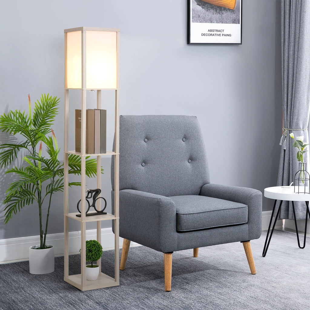 Libreria Lampadaire ¨C zephmum ¨C Grigio chiaro MDF 26x26x160 cm 3 ripiani 4 livelli