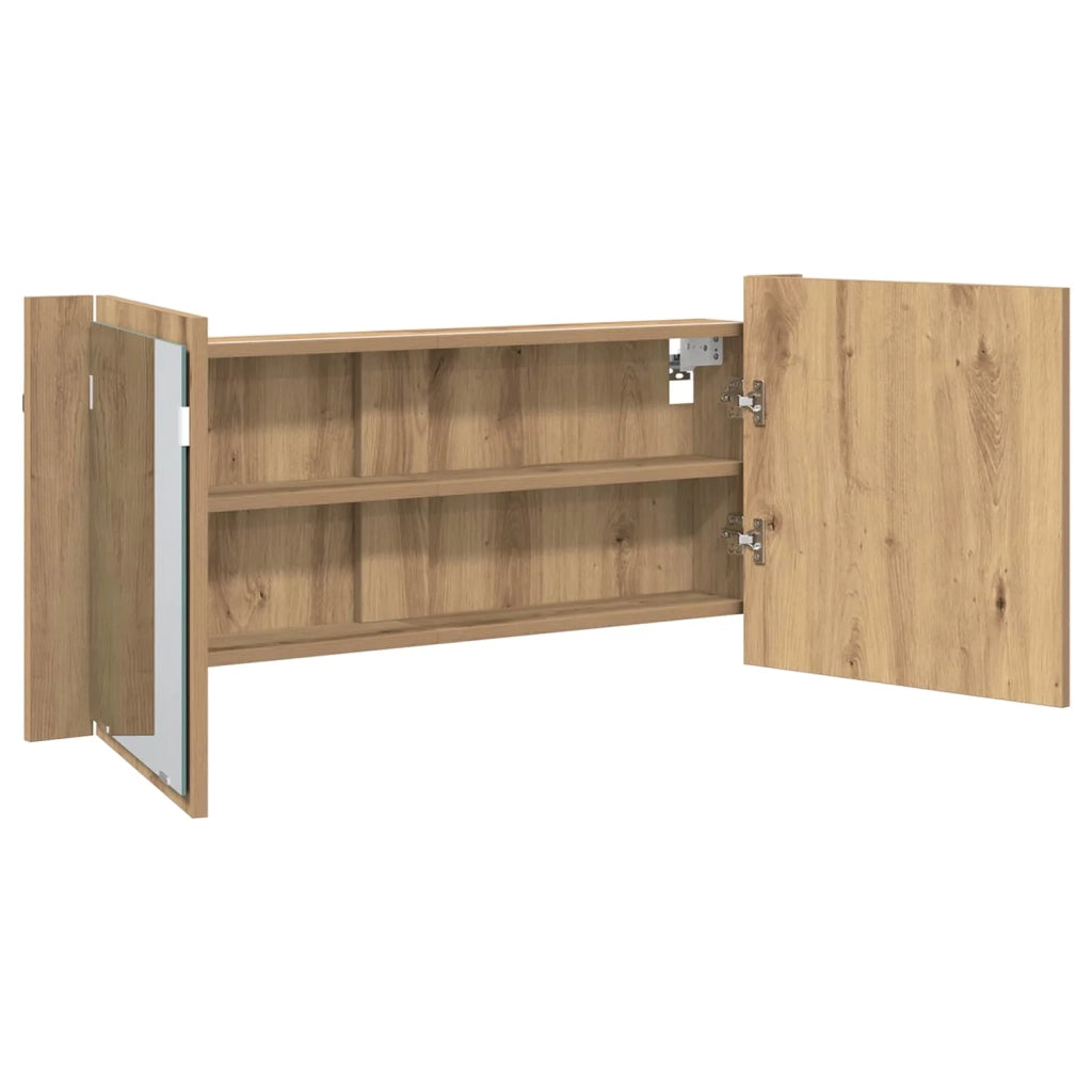Armadio Specchio LED-Mobile bagno con specchio rovere artigianale 100 x 12 x 45 cm