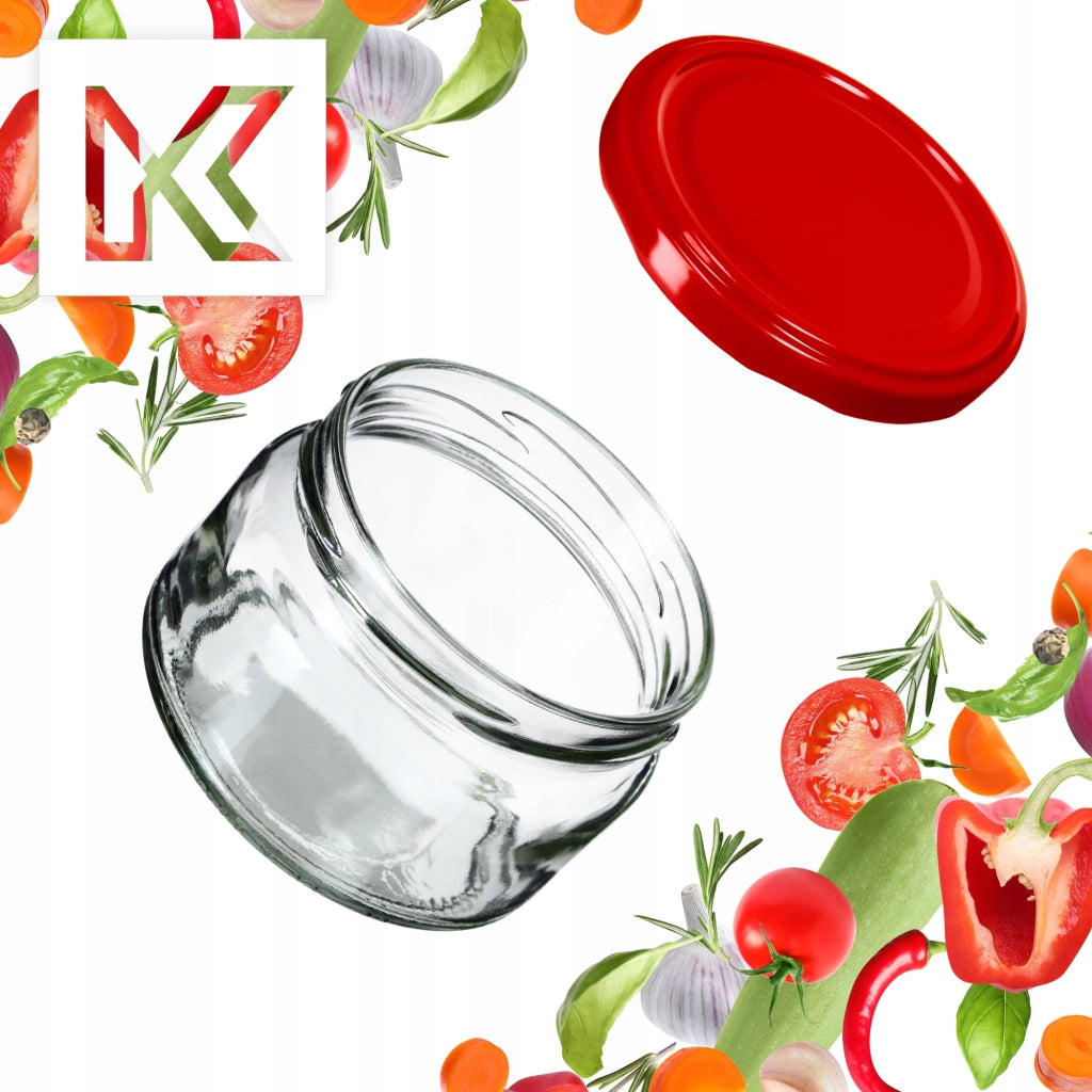Barattoli per conserve KADAX Denia 250 ml 50 pezzi 82 mm + coperchio rosso