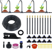 Impianto di irrigazione a gocce tutto in uno - 15 m tubo di distribuzione - 15 spruzzatori in acciaio con regolazione - sistema di irrigazione automatico - irrigazione a 360° - steli di fissaggio stabili