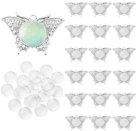 Accessori per porte 40 pezzi - Accessori per porte a forma di farfalla - Placchette in vetro - Piastrine di cristallo - Gioielli in pietra preziosa - Lega di alta qualità - Impronta acqua