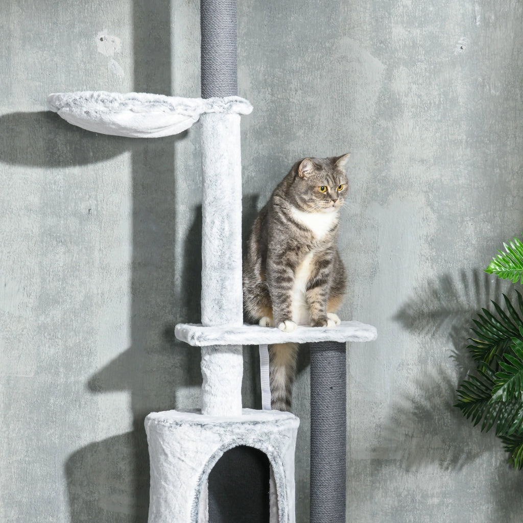 Albero tiragraffi con amaca e casetta ¨C zephmum ¨C grigio 225-255 cm