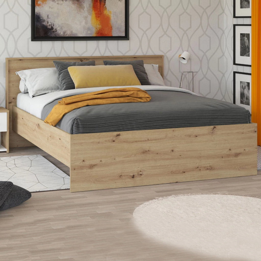 Letto Matrimoniale Gamalero, Letto Matrimoniale Dimensione Materasso 160x200 cm, Marrone Rovere Nodi