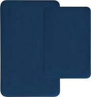 Matrice da bagno 2 pezzi, spugna extra spessa, antiscivolo, tappeto da bagno, insieme di mattonelle da bagno, 40 x 60 cm + 50 x 80 cm, colore blu scuro
