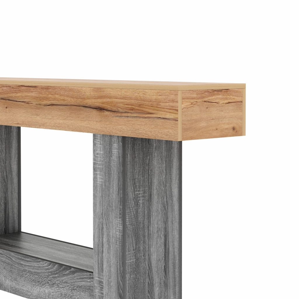 Consolle con piano spesso e vano aperto - per ingresso e soggiorno - in truciolare - 160×30×82.5 cm - naturale