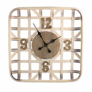 Orologio in legno naturale quadro cm 60,5x60,5x9