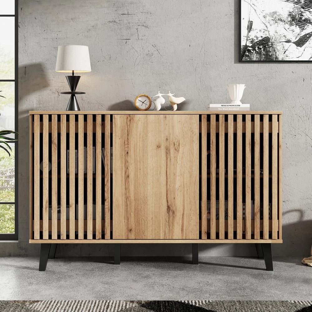 Credenza Laterale ¨C MINIMAL ¨C Bianco, Legno, 3 Ante, Ripiani, 150x40x95 cm