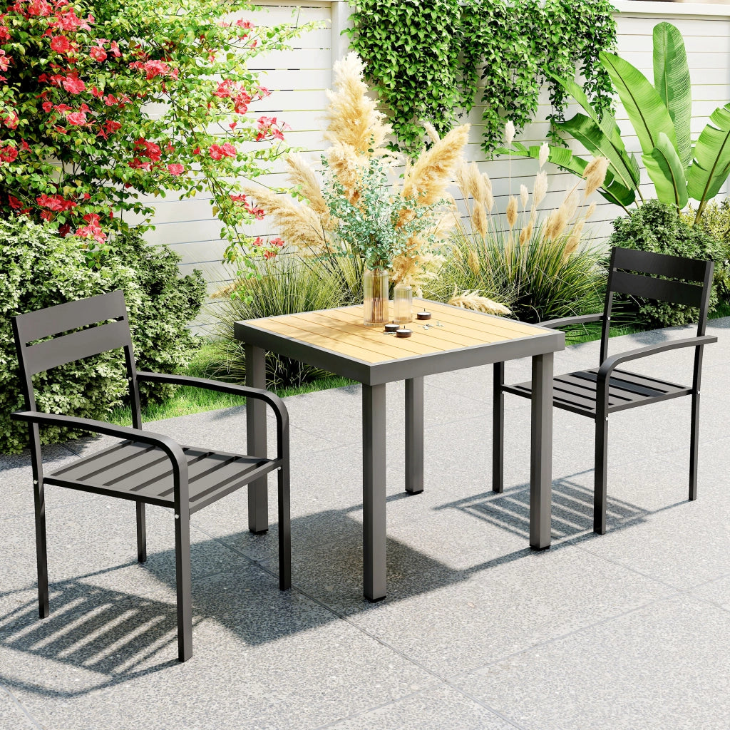 Sedia da giardino impilabile con braccioli ¨C zephmum ¨C grigio scuro, alluminio 56x58x83
