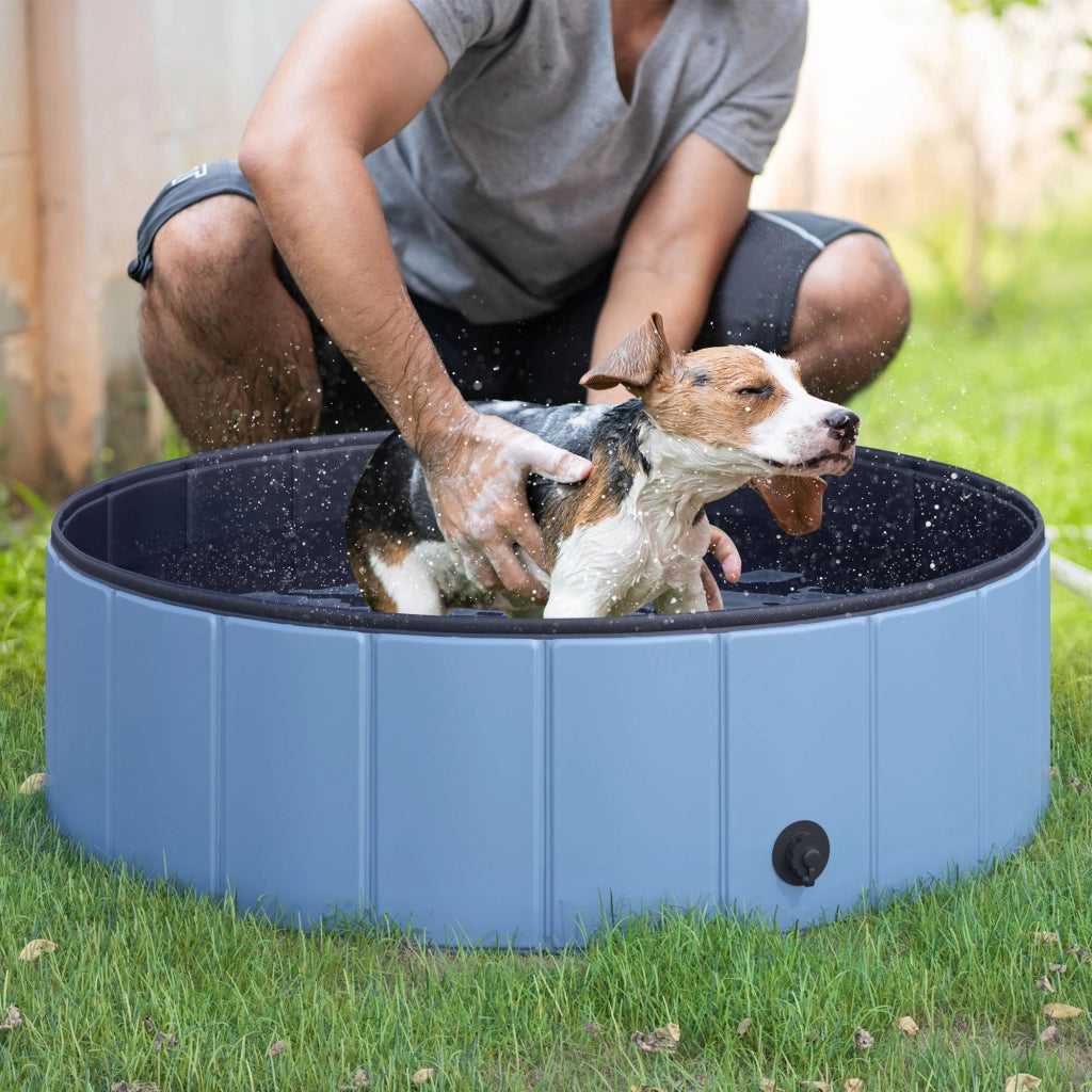 Piscina per Cani Pieghevole ¨C zephmum ¨C Blu 100x30cm plastica