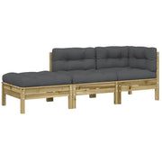 Divano da Giardino con Cuscini e Poggiapiedi 3 Posti-Sofa da giardino