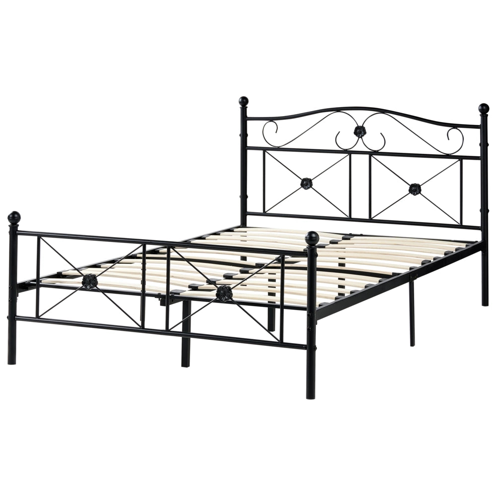 Letto matrimoniale 120 x 200 cm Rete a doghe con struttura in metallo Nero Retro