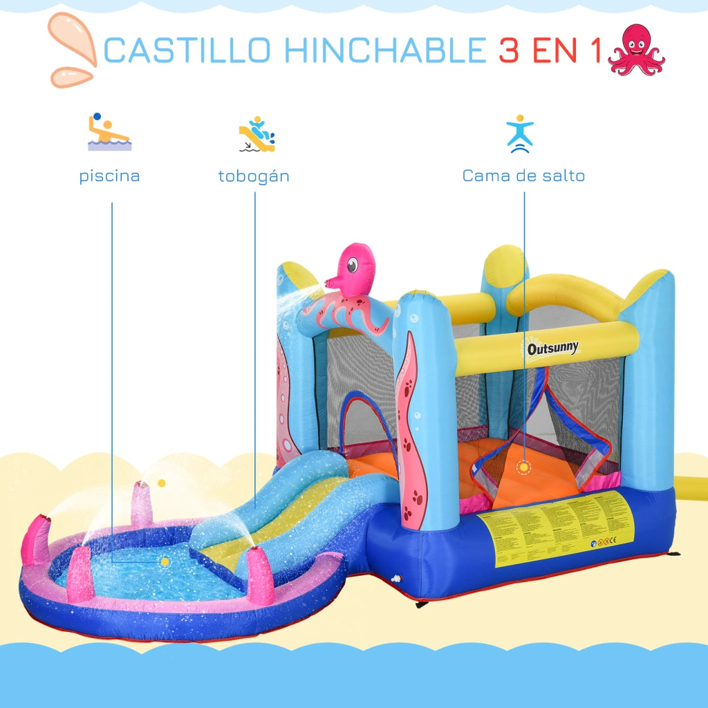 Letto Gonfiabile per Bambini con Scivolo e Piscina ¨C Zephmum ¨C 360x175x180 cm Multicolor