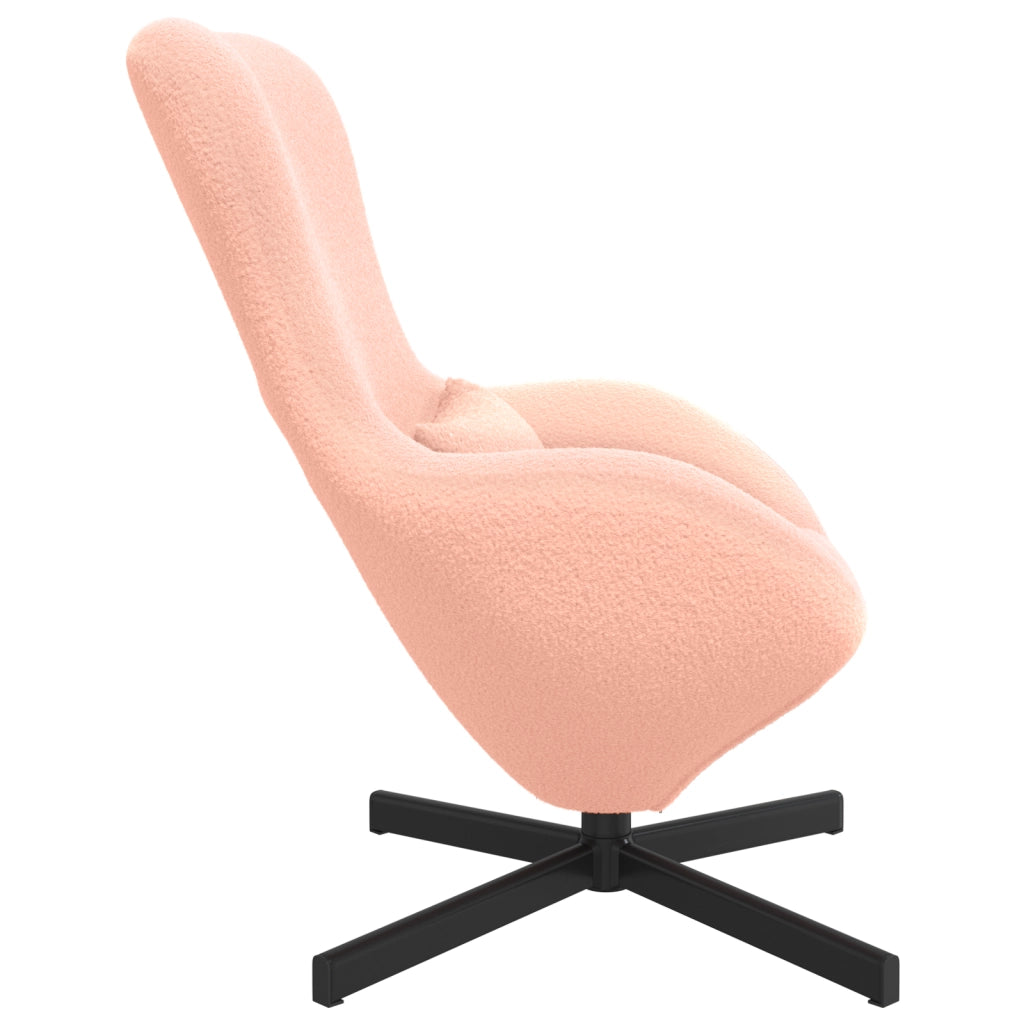 Poltrona a Uovo  Rosa in Tessuto Simile alla Lana Riccia