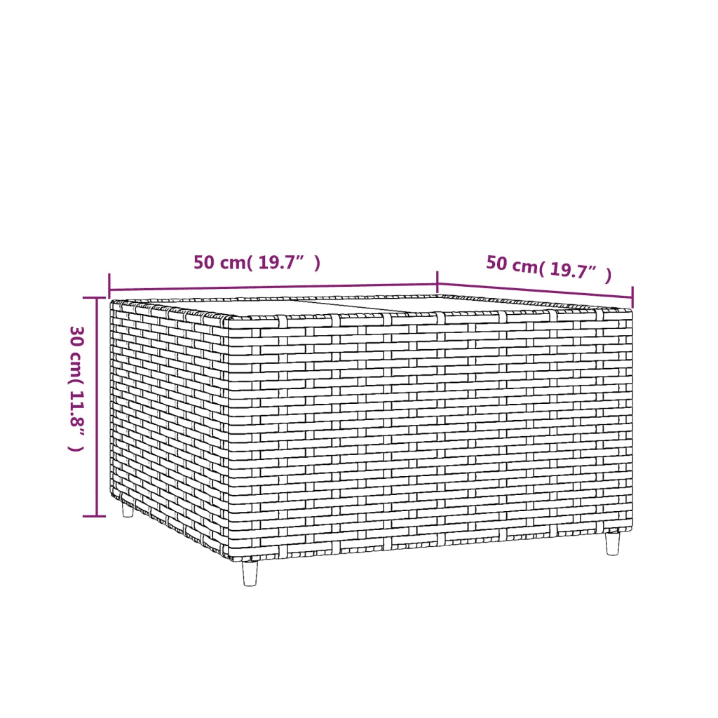 Tavolino Quadrato da Giardino Marrone 50x50x30cm in Polyrattan 319858
