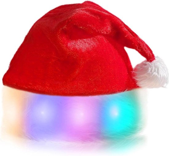 Cappello di Natale con illuminazione LED per adulti - cappello di Natale festivo rosso e verde con tema di Capodanno.