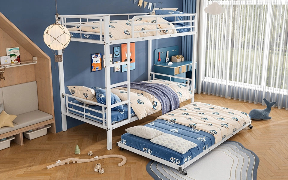 Letto a castello con letto estraibile - Xylo - 90x200&90x190, bianco