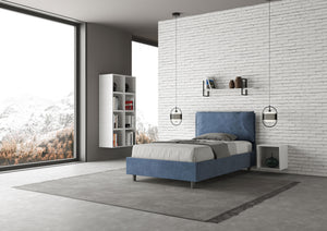 Letto 1 Piazza E Mezzo 120x210 cm Senza Rete Imbottito in Microfibra Antea Large Blu