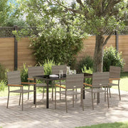 Set da Pranzo per Giardino con cuscino 7 pcs Grigio polyrattan