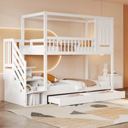 Letto a Castello Bambini in Legno Massello con Cassetti ¨C MINIMAL ¨C Bianco 90x200