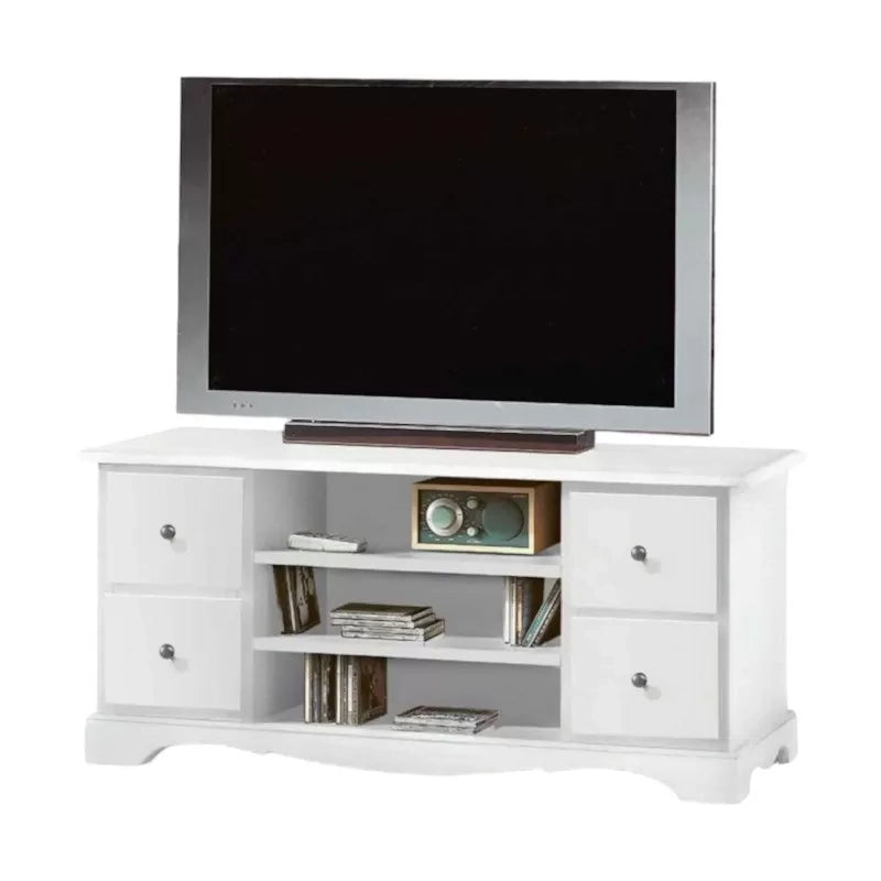 Porta tv 4 cassetti in legno shabby bianco 117x49x53 (1536) - Mobili 2G