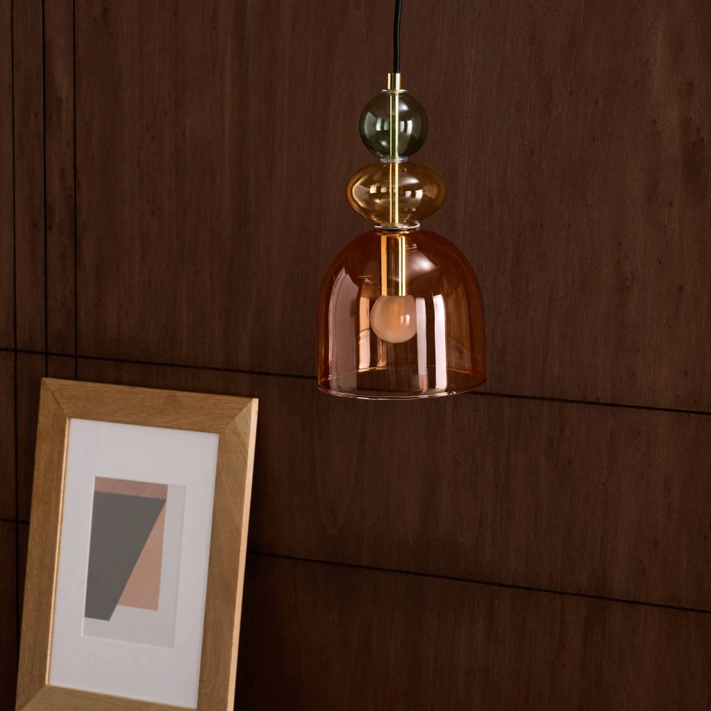 Lampada a sospensione in vetro, ø15cm, rosso