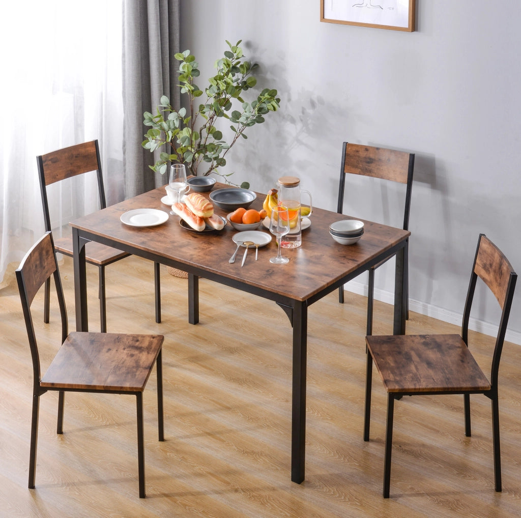 Set da pranzo salvaspazio marrone con tavolo e sedie, 108 x 65 cm