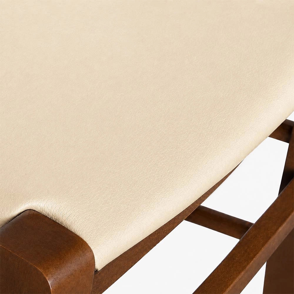 Sedia Paesana in legno noce scuro con seduta imbottita beige