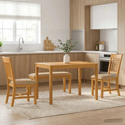 Set da pranzo 4 pz Beige Legno di Quercia Massello 3430297