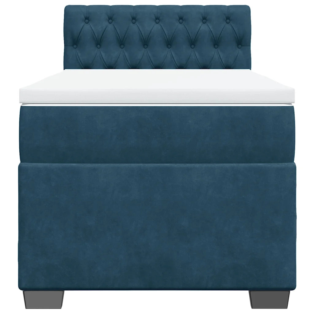 Giroletto a Molle con Materasso Blu Scuro 90x190 cm in Velluto 3286196