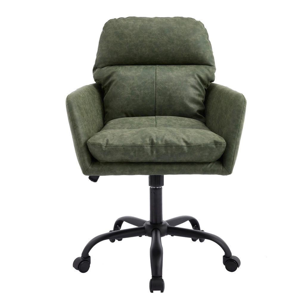 Sedia da ufficio ergonomica in PU con struttura in metallo e imbottitura confortevole per uso quotidiano verde