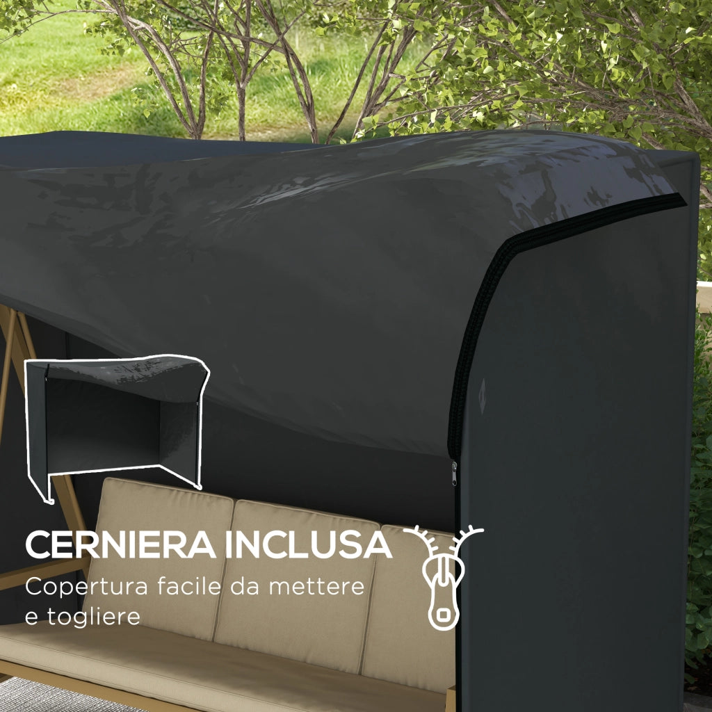 Copertura per Dondolo da Giardino 3 Posti ¨C Zephmum ¨C Nero 220x125x172 cm