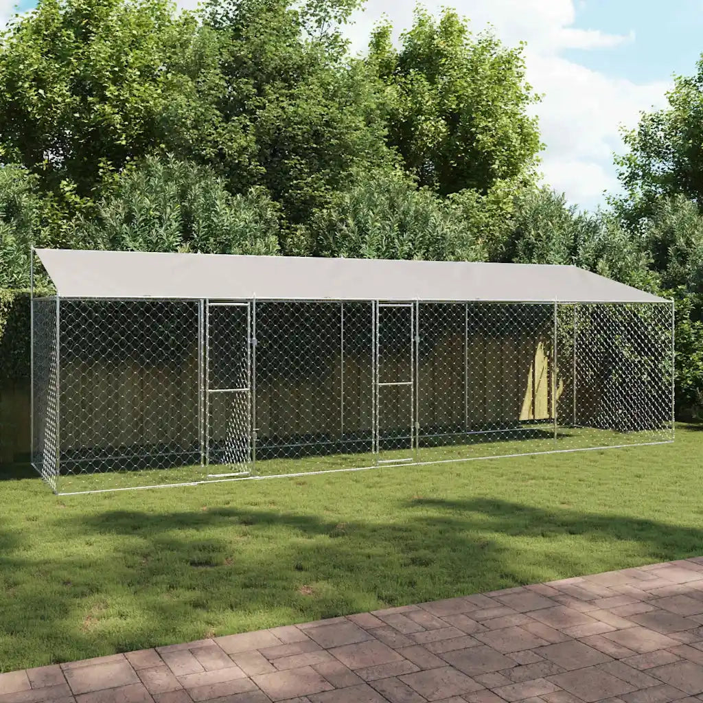 Gabbia per Cani con Tetto Argento 800 x 200 x 256 cm 3368305