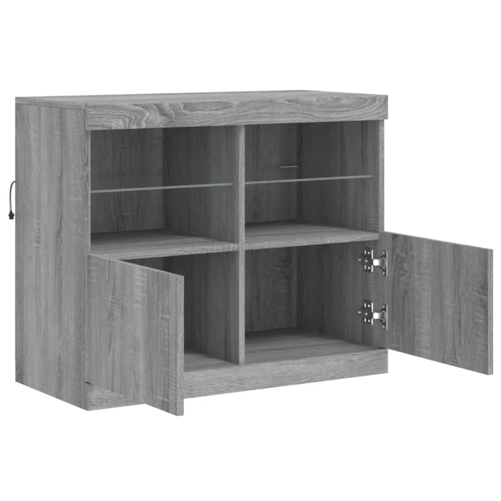 Buffet credenza cassettiera armadio mobile contenitore organizer per cucina soggiorno salotto con luci LED Sonoma 81 x 37 x 67 cm grigio 02_0030084