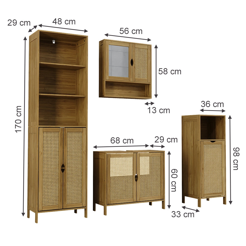 Vicco Set di mobili da bagno Bambù 4 parti