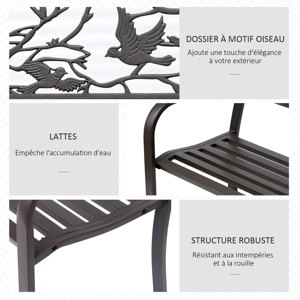 Banc de Jardin 3 Posti ¨C zephmum ¨C Marrone, Metallo, 127x60x85 cm