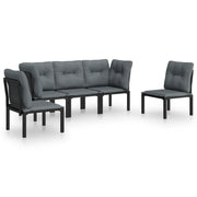 Set Salotto da Giardino 5 pz | Set di Mobili da Esterno Nero e Grigio in Polyrattan