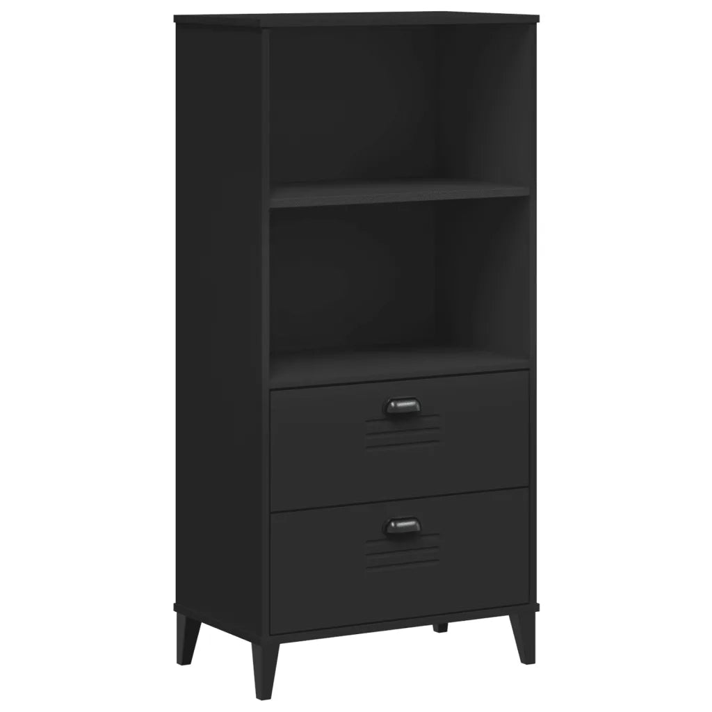 Libreria VIKEN Nera 60x35x123 cm in Legno Massello di Pinocod mxl 114356