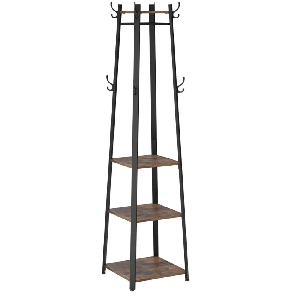Appendiabiti con tre ripiani 43 x 43 x 180 cm marrone 12_0003799