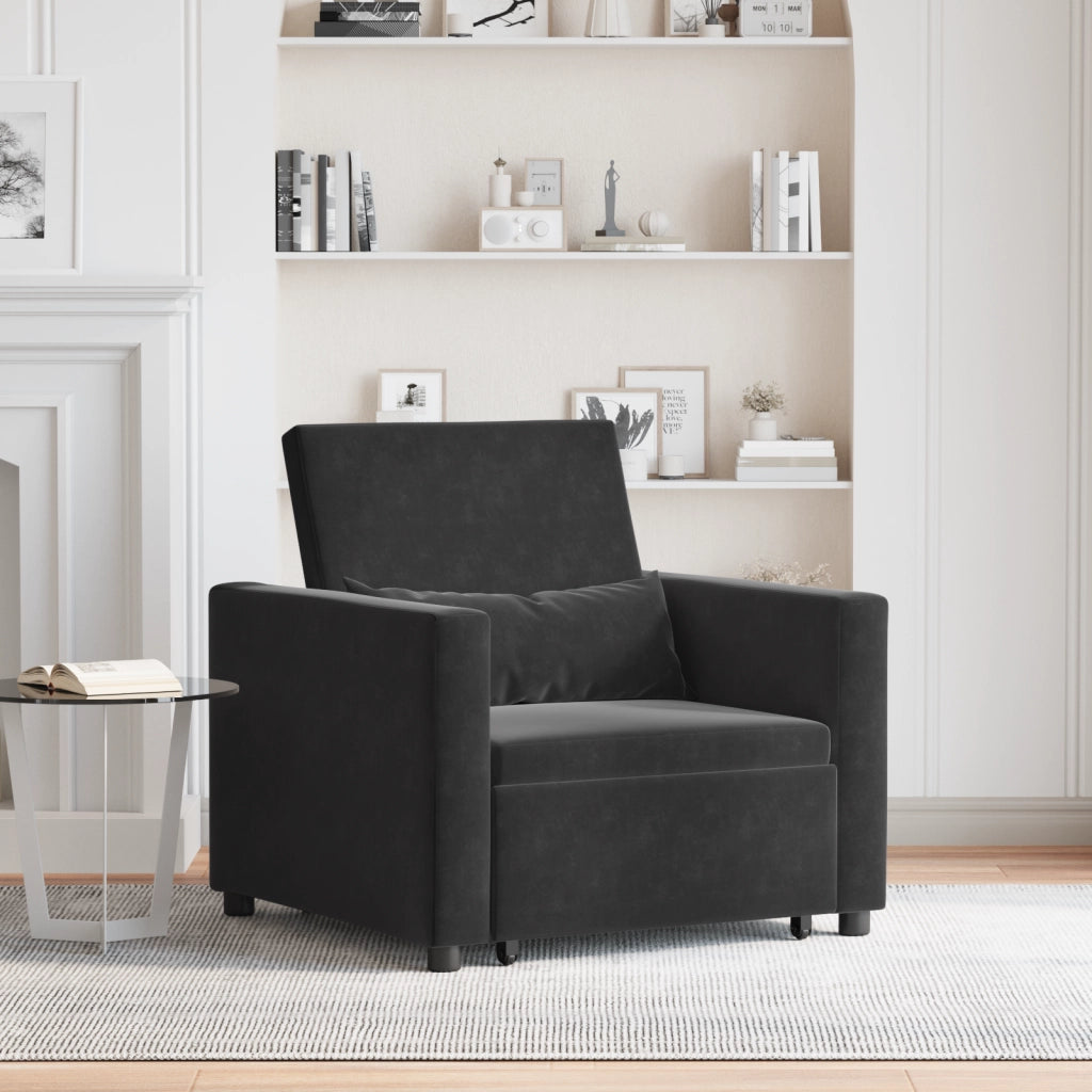 Divano Letto Convertibile 3-in-1 in Velluto Nero