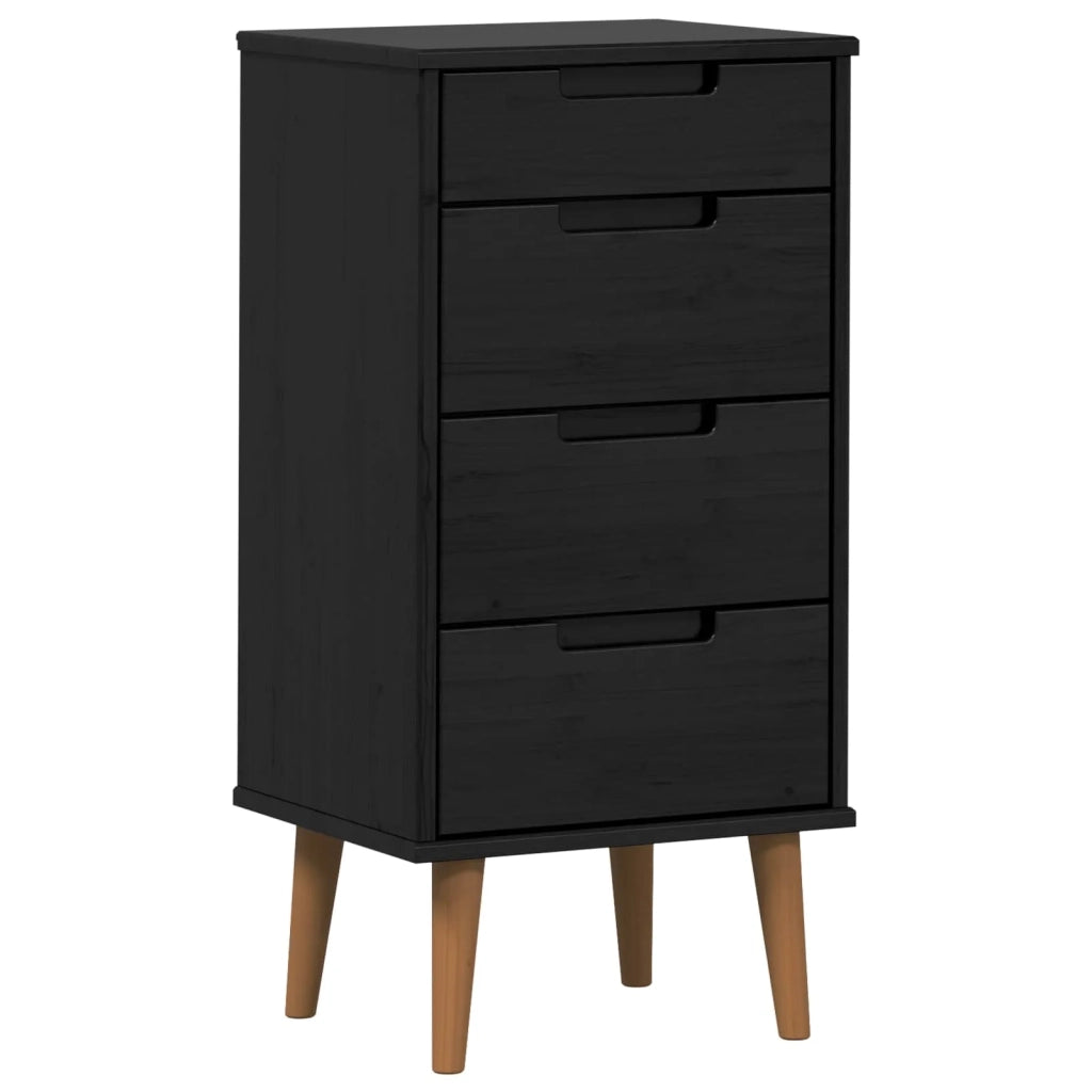 Cassettiera MOLDE Nero 40 x 35 x 82 cm Legno Massello di Pino 42020935