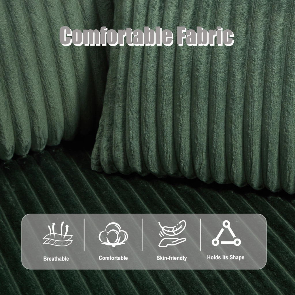 Divano Angolare Modulare con Chaise Longue 2 Posti ¨C MINIMAL ¨C Velluto a Coste, Cuscini, Portabicchieri