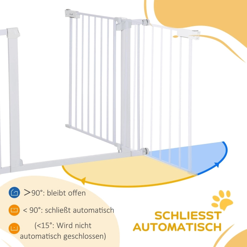Barriera estensibile a forbice con chiusura automatica larghezza regolabile 75-96 cm in acciaio bianco