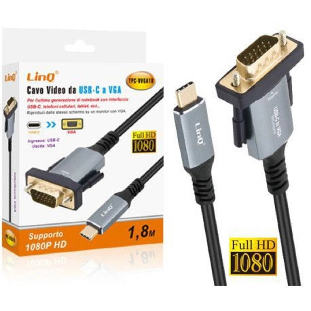 Trade Shop - Cavo Video Adattatore Da Type-c A Vga Ad Alta Definizione 1080p 1,8mt Tpc-vvga18 -