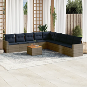 Set Divani da Giardino 10 pz con Cuscini Grigio in Polyrattan 3256502