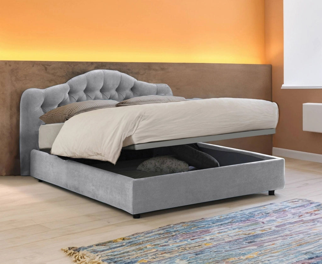 Letto Matrimoniale Aly, Letto Matrimoniale Sfoderabile Made in Italy, Grigio