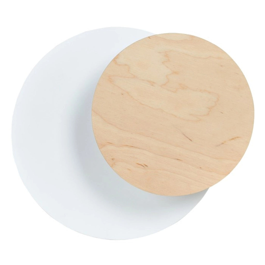 Applique Circle in acciaio bianco opaco e legno