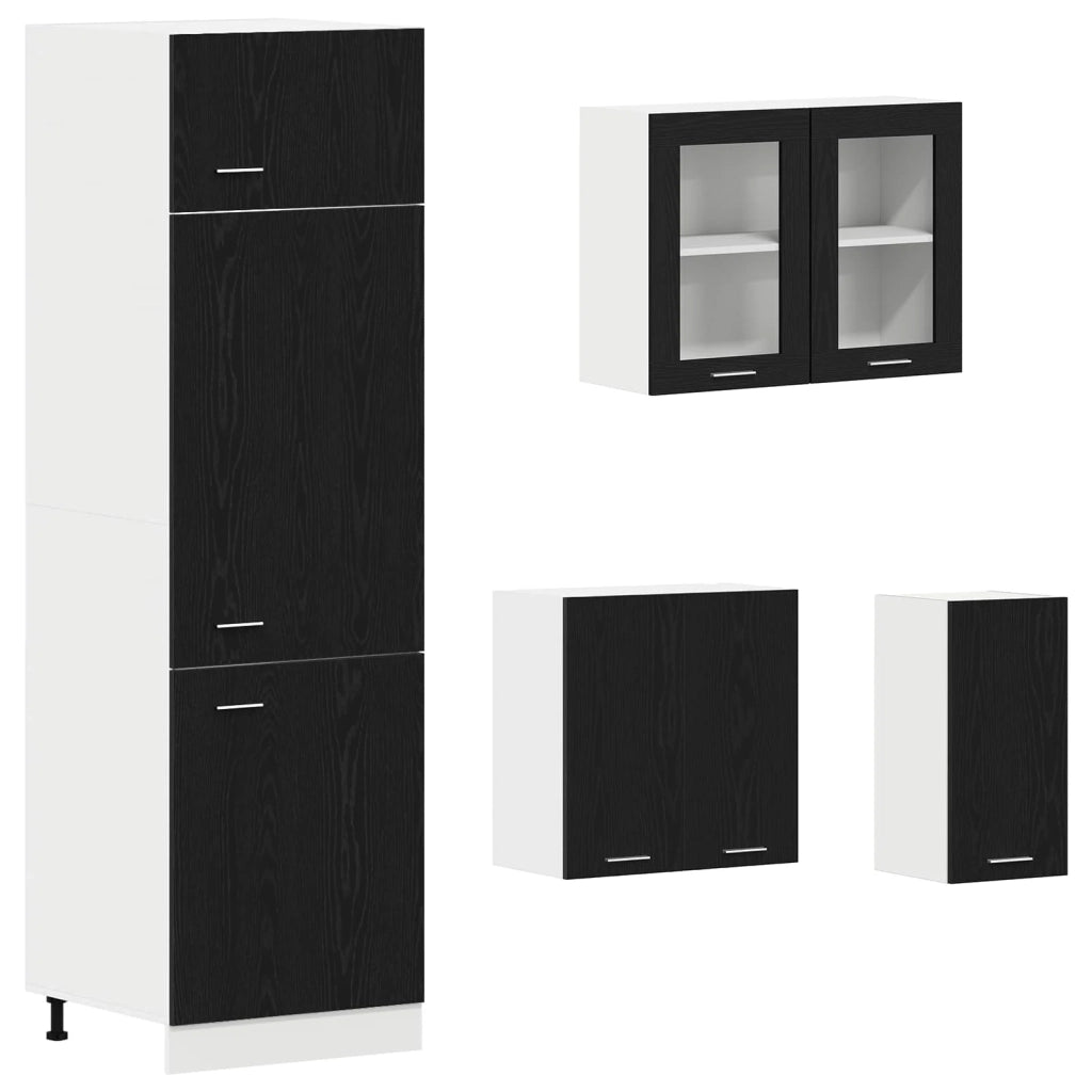 Unità Cucina Lyon 8 pcs Rovere Nero Legno ingegnerizzato 3445843
