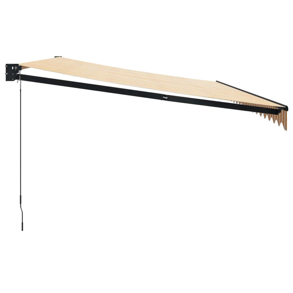 Tenda Sole Retrattile Gialla e Bianca 5x3 m Tessuto e Alluminio