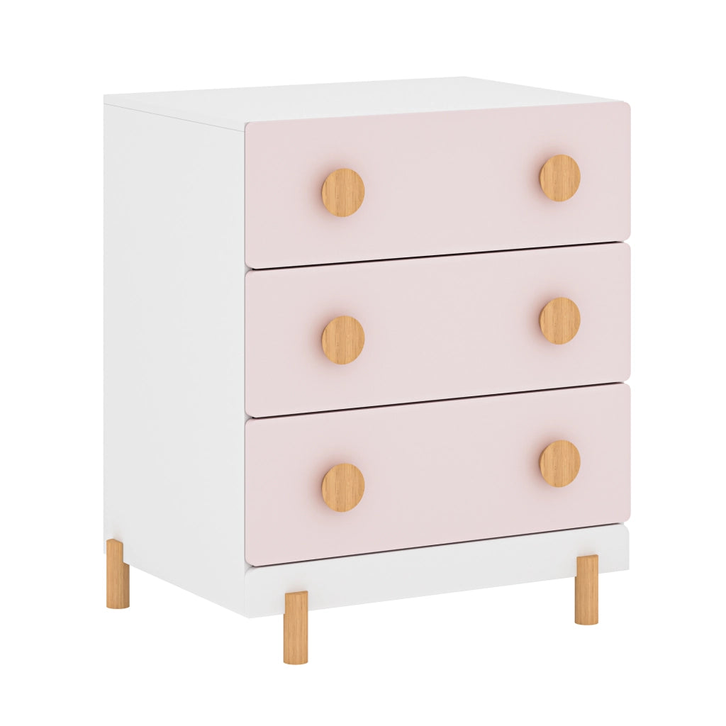 Cassettiera Vaarentaa per Cameretta con 3 Cassetti 66x55x41 cm - Bianco/Rosa [en.casa]