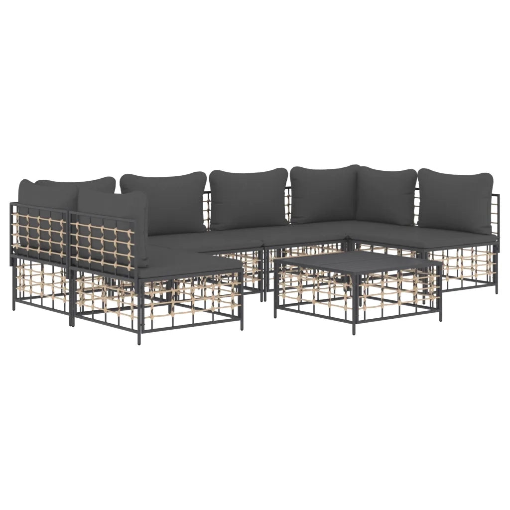 Set Divani da Giardino 7 pz con Cuscini Antracite in Polyrattancod mxl 124490